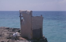 The Bathroom over an open hole to the sea. High tide was problematic